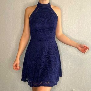 Lace Mock-Neck Crochet-Trim Fit & Flare Dress size 5/6 fits like 2